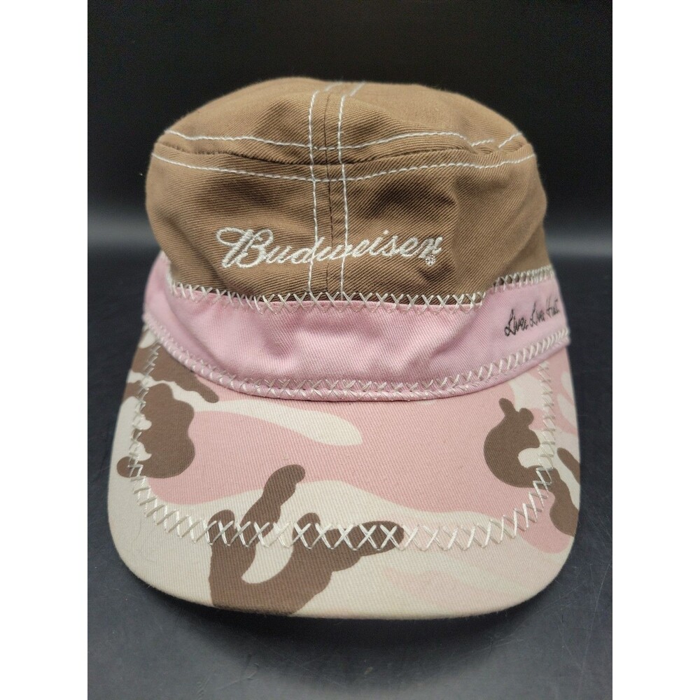 Vintage Budweiser Live Love Hunt Pink Camo Hat Painters Cap Embroidered